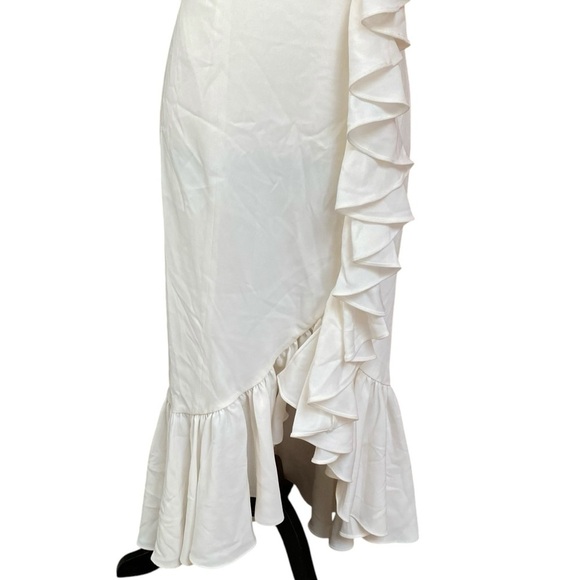 Cinq à Sept Jovette Ivory One-Shoulder Ruffle Gown Size 2 Formal Evening - Picture 5 of 16